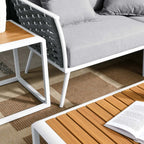 EEI-5756-WHI-GRY Stance 7 Piece Outdoor Patio Aluminum Sectional Sofa Set by Modway