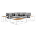 Modway EEI-5756-WHI-GRY Stance 7 Piece Outdoor Patio Aluminum Sectional Sofa Set White Gray