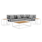 Modway EEI-5756-WHI-GRY Stance 7 Piece Outdoor Patio Aluminum Sectional Sofa Set White Gray