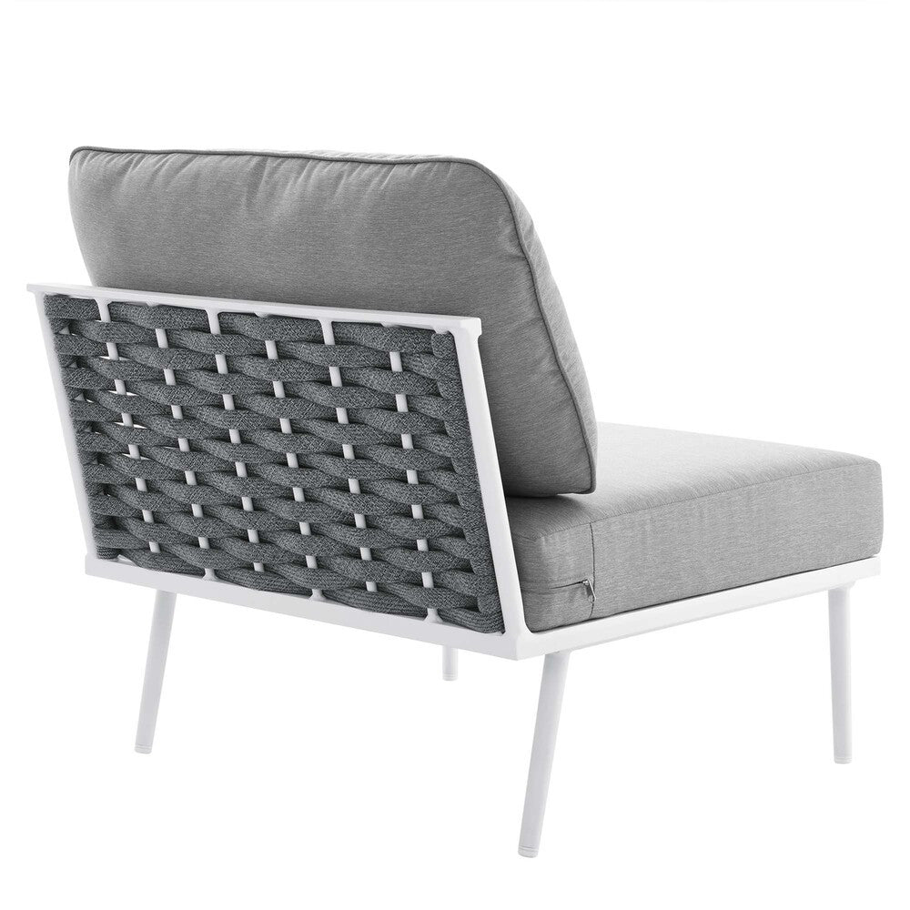 EEI-5757-WHI-GRY Stance 8 Piece Outdoor Patio Aluminum Sectional Sofa Set by Modway