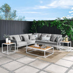 EEI-5757-WHI-GRY Stance 8 Piece Outdoor Patio Aluminum Sectional Sofa Set by Modway