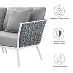 EEI-5757-WHI-GRY Stance 8 Piece Outdoor Patio Aluminum Sectional Sofa Set by Modway