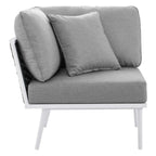 EEI-5757-WHI-GRY Stance 8 Piece Outdoor Patio Aluminum Sectional Sofa Set by Modway