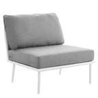 EEI-5757-WHI-GRY Stance 8 Piece Outdoor Patio Aluminum Sectional Sofa Set by Modway
