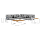 Modway EEI-5757-WHI-GRY Stance 8 Piece Outdoor Patio Aluminum Sectional Sofa Set White Gray