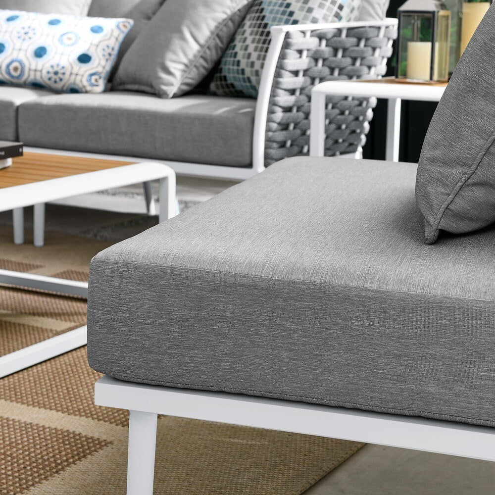 EEI-5758-WHI-GRY Stance 9 Piece Aluminum Outdoor Patio Aluminum Sectional Sofa Set by Modway