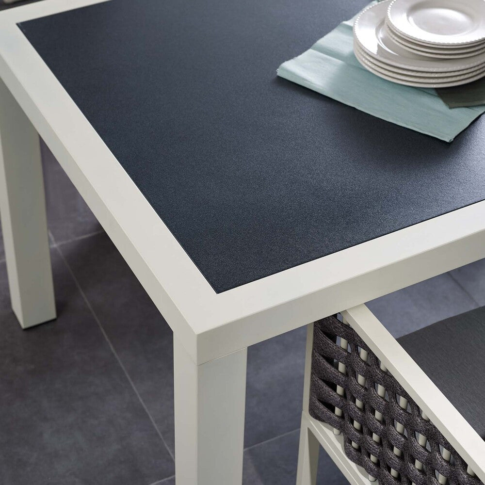 EEI-3052-WHI-GRY Stance 90.5" Outdoor Patio Aluminum Dining Table by Modway