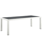 EEI-3052-WHI-GRY Stance 90.5" Outdoor Patio Aluminum Dining Table by Modway