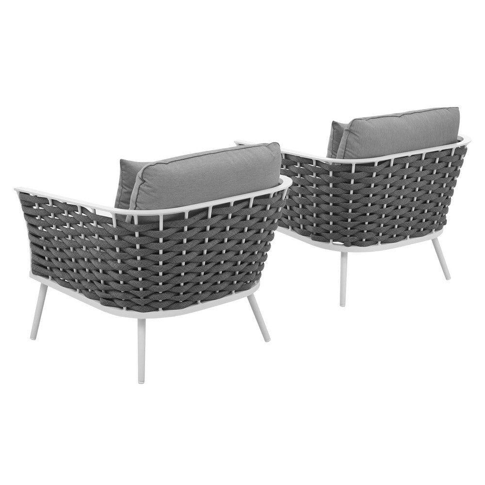 EEI-3162-WHI-GRY-SET Stance Outdoor Patio Aluminum Armchair Set of 2 by Modway