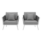 EEI-3162-WHI-GRY-SET Stance Outdoor Patio Aluminum Armchair Set of 2 by Modway