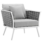 EEI-3162-WHI-GRY-SET Stance Outdoor Patio Aluminum Armchair Set of 2 by Modway