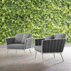EEI-3162-WHI-GRY-SET Stance Outdoor Patio Aluminum Armchair Set of 2 by Modway