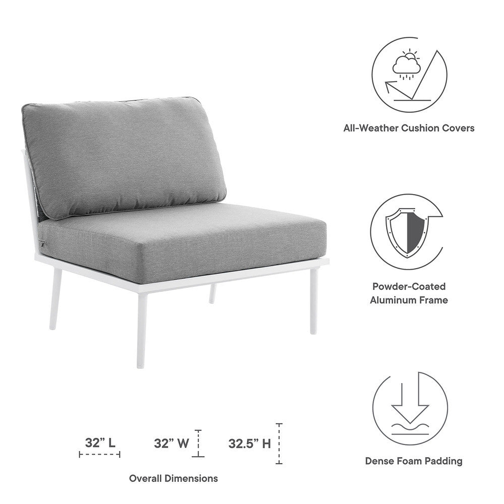 EEI-5568-WHI-GRY Stance Outdoor Patio Aluminum Armless Chair by Modway