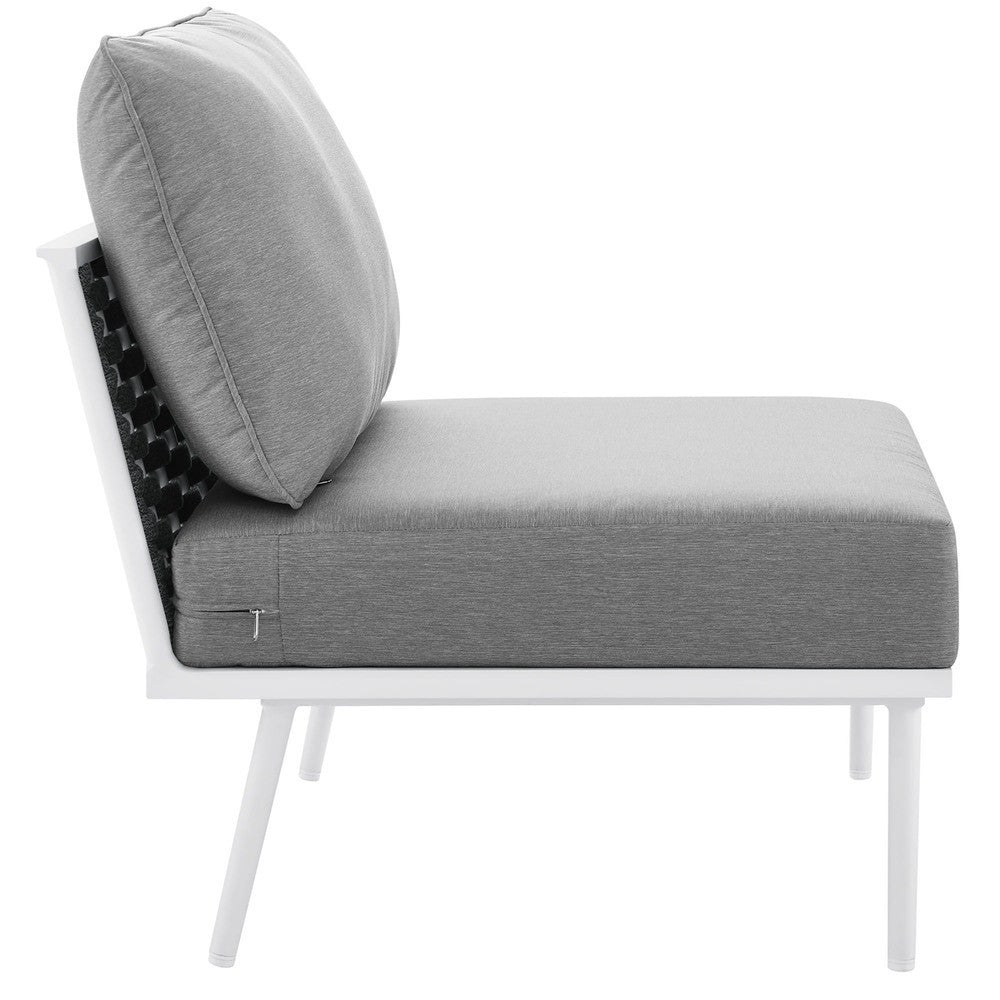 EEI-5568-WHI-GRY Stance Outdoor Patio Aluminum Armless Chair by Modway