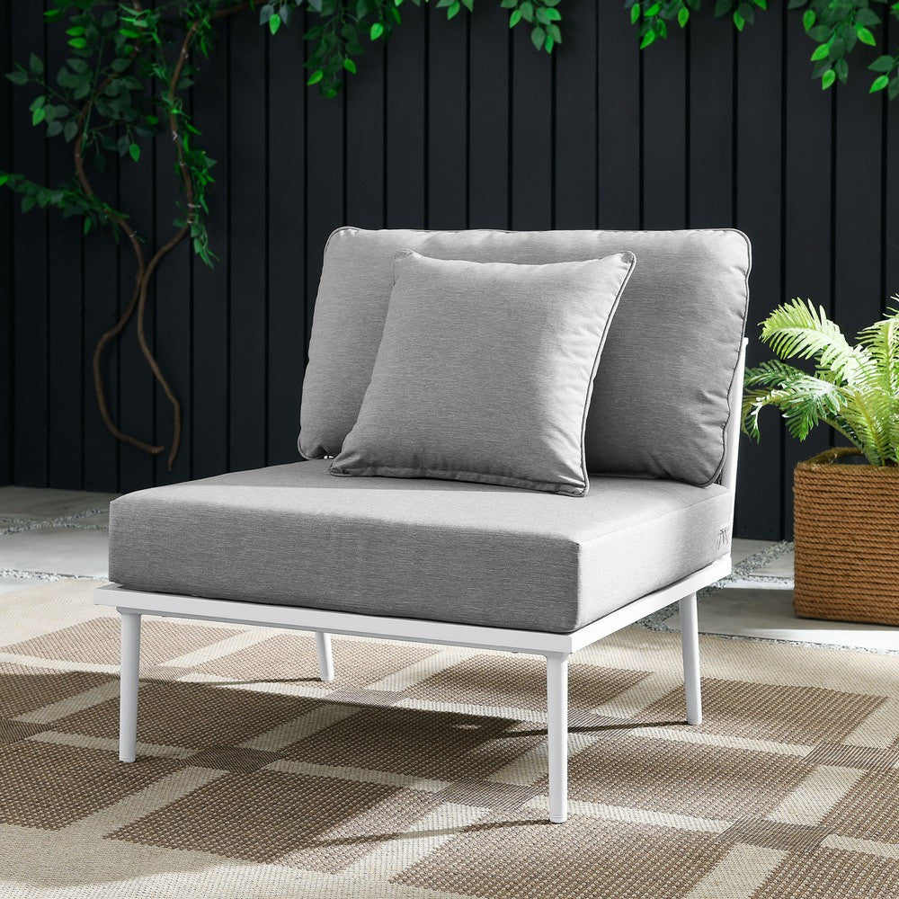 EEI-5568-WHI-GRY Stance Outdoor Patio Aluminum Armless Chair by Modway