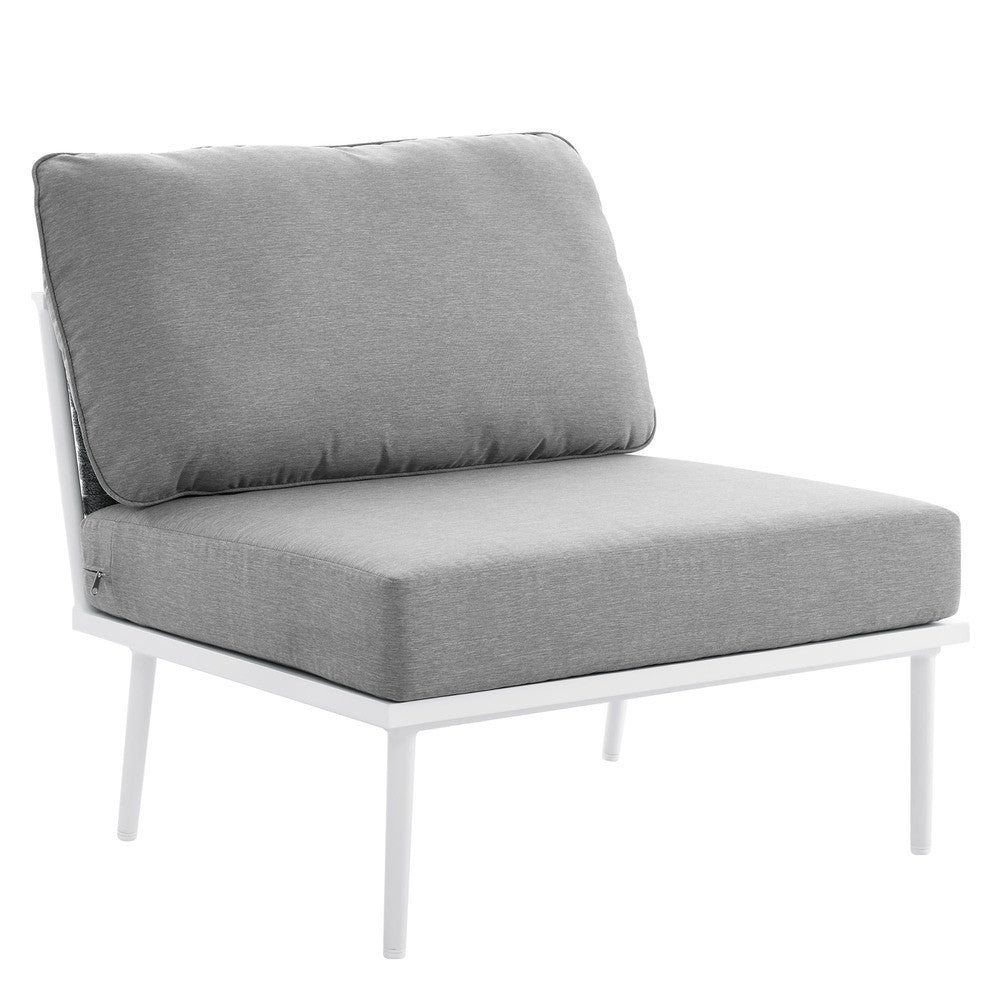 EEI-5568-WHI-GRY Stance Outdoor Patio Aluminum Armless Chair by Modway