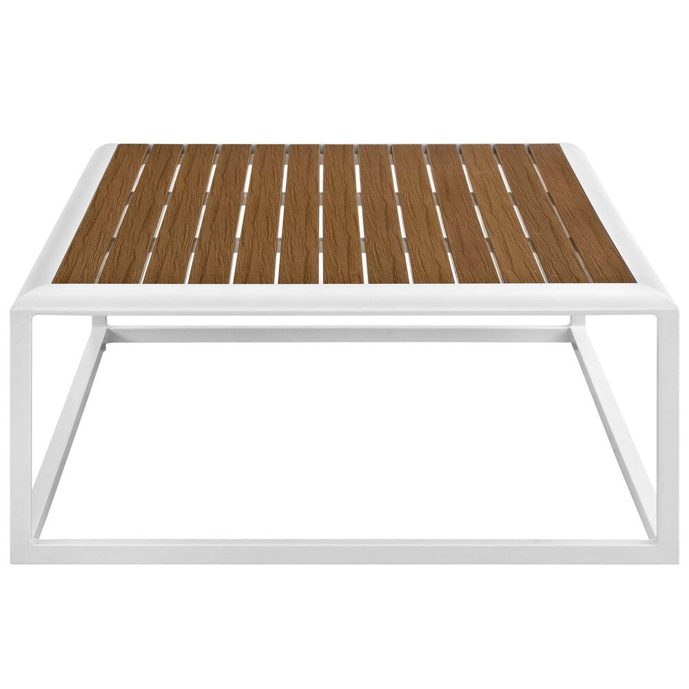 EEI-3021-WHI-NAT Stance Outdoor Patio Aluminum Coffee Table by Modway