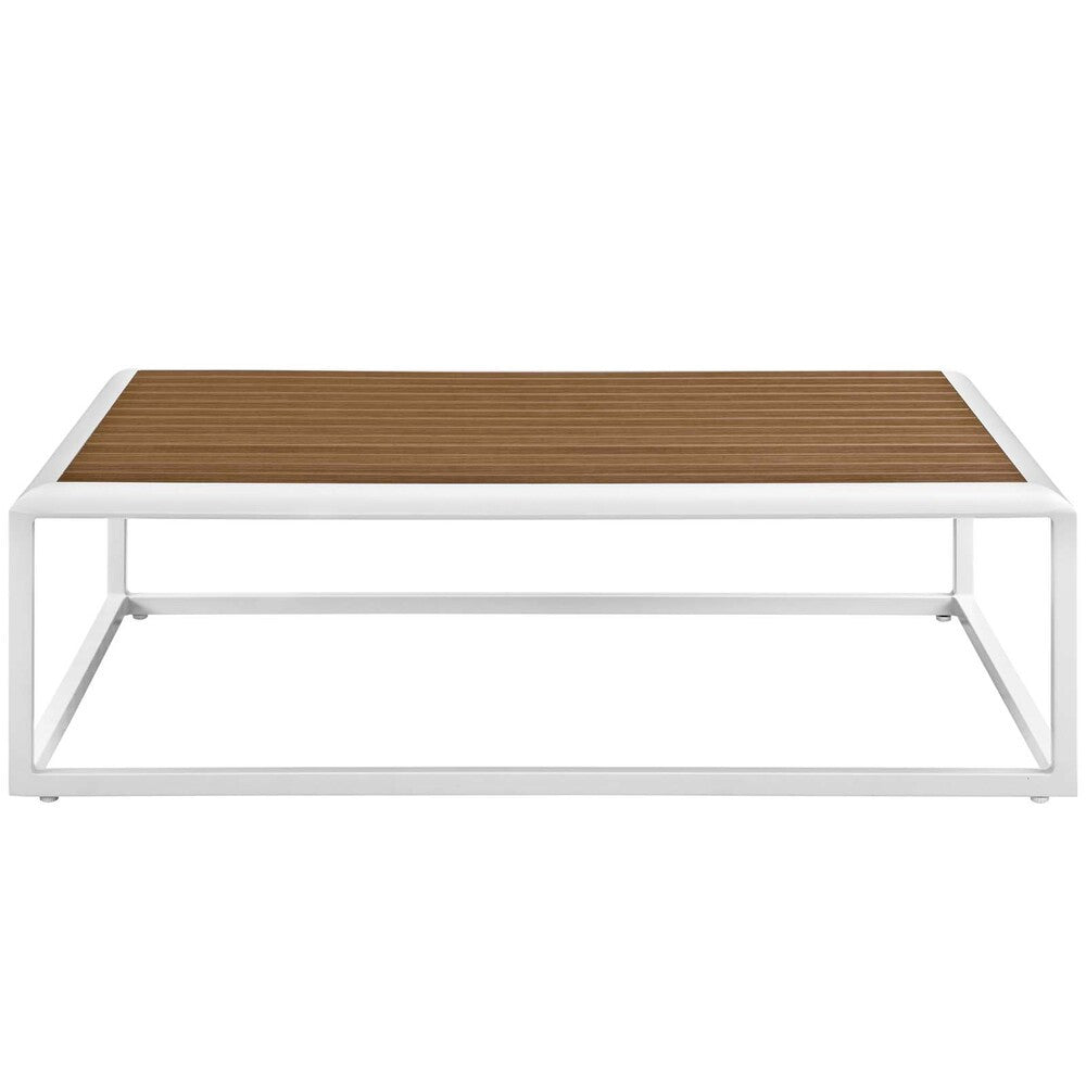 EEI-3021-WHI-NAT Stance Outdoor Patio Aluminum Coffee Table by Modway