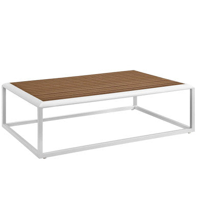 Modway EEI-3021-WHI-NAT Stance Outdoor Patio Aluminum Coffee Table White Natural