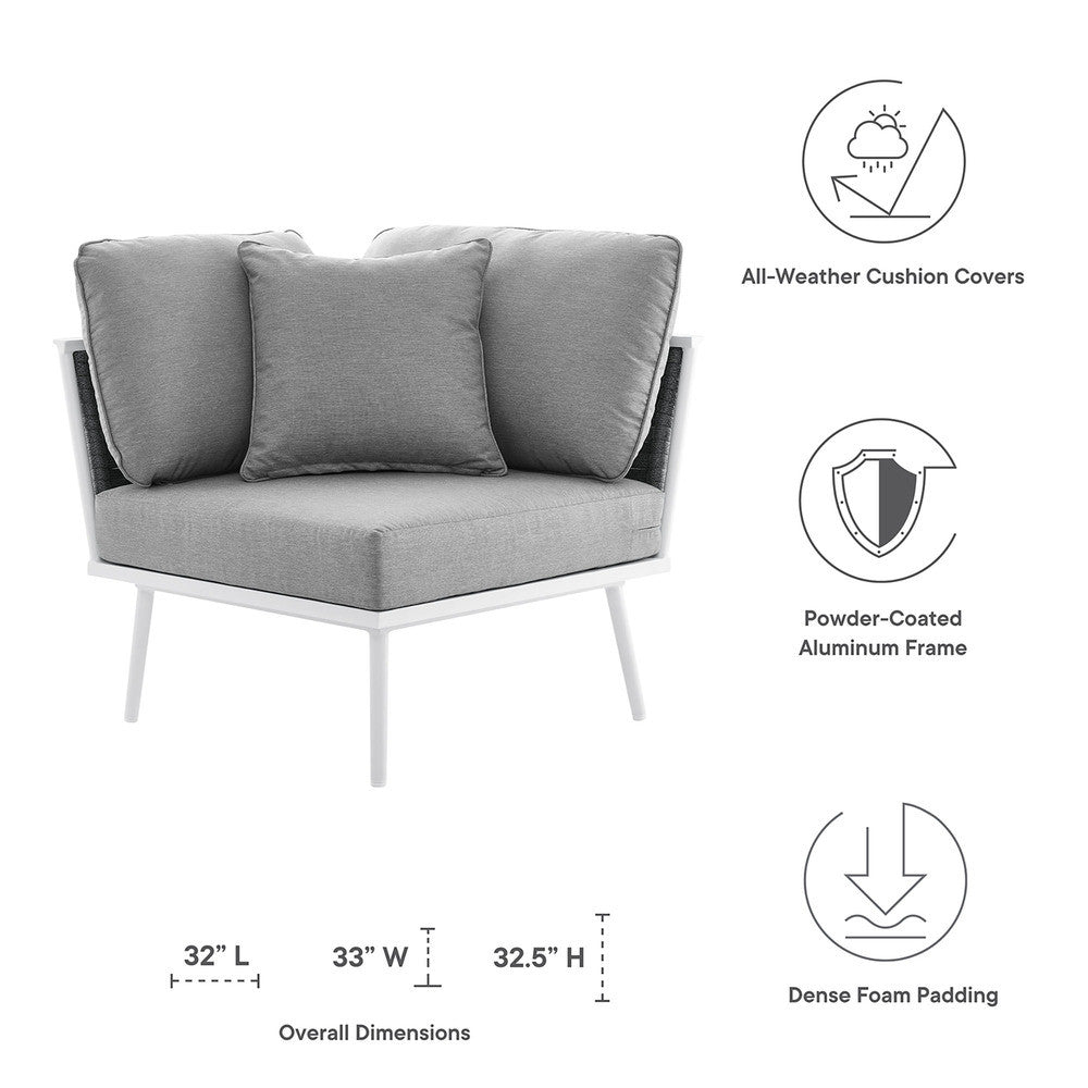 EEI-5567-WHI-GRY Stance Outdoor Patio Aluminum Corner Chair by Modway