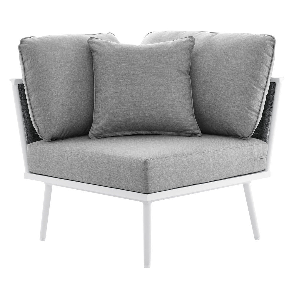 EEI-5567-WHI-GRY Stance Outdoor Patio Aluminum Corner Chair by Modway
