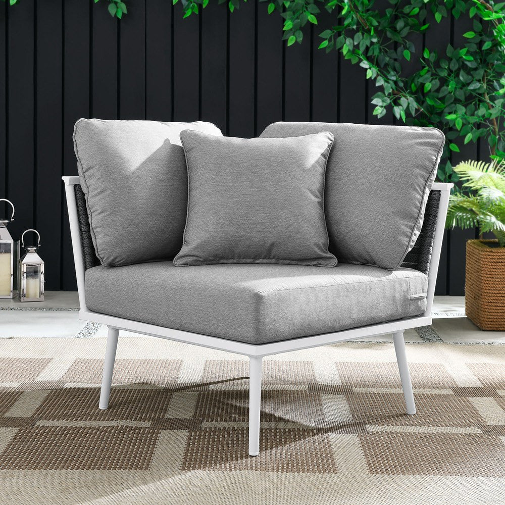 EEI-5567-WHI-GRY Stance Outdoor Patio Aluminum Corner Chair by Modway