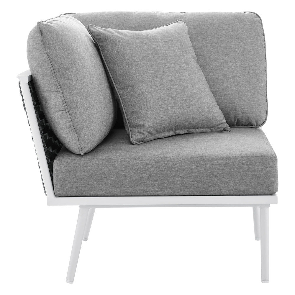 EEI-5567-WHI-GRY Stance Outdoor Patio Aluminum Corner Chair by Modway