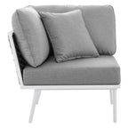Modway EEI-5567-WHI-GRY Stance Outdoor Patio Aluminum Corner Chair White Gray