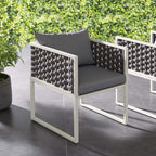 EEI-3053-WHI-GRY Stance Outdoor Patio Aluminum Dining Armchair by Modway