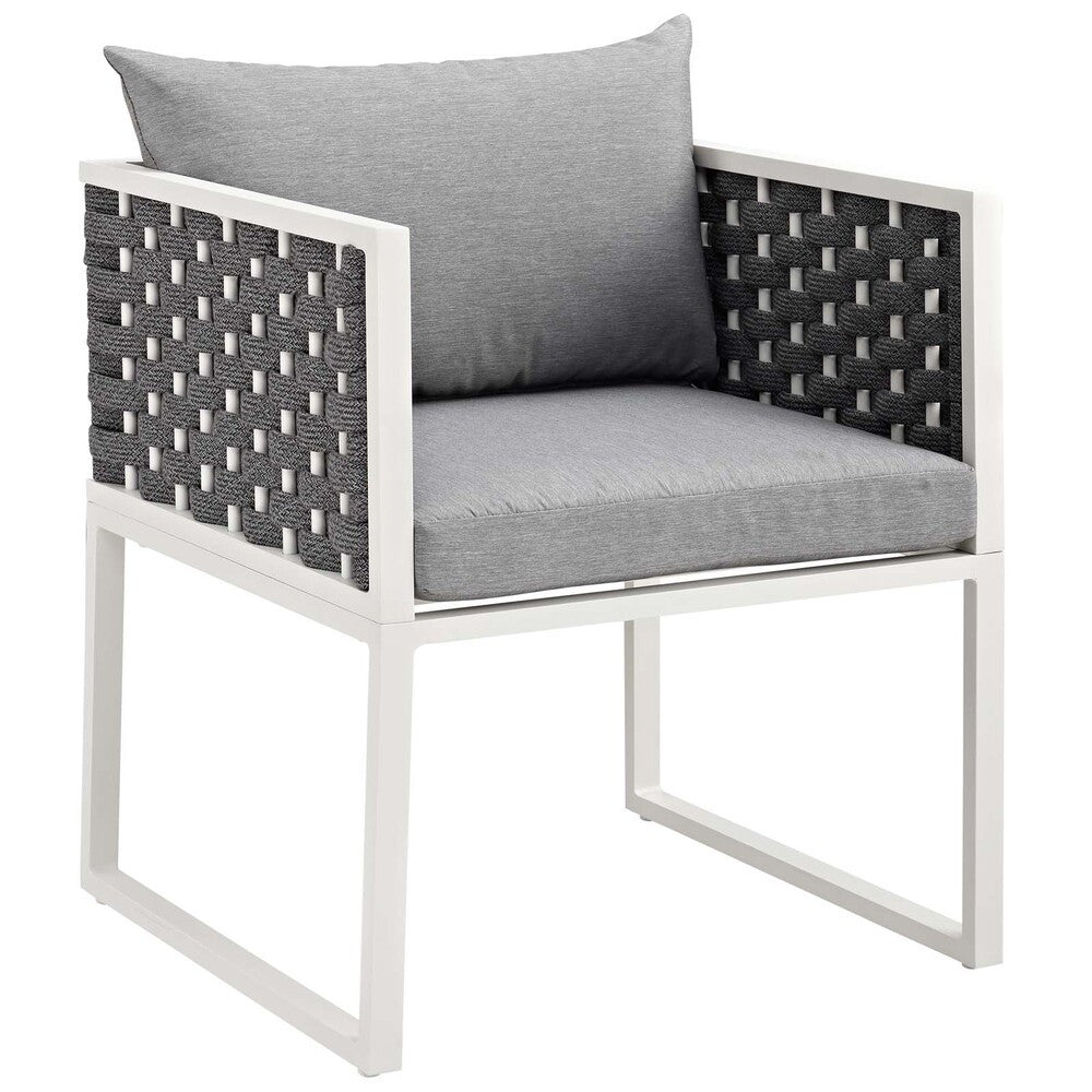 EEI-3053-WHI-GRY Stance Outdoor Patio Aluminum Dining Armchair by Modway