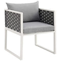 Modway EEI-3053-WHI-GRY Stance Outdoor Patio Aluminum Dining Armchair White Gray