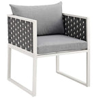 Modway EEI-3053-WHI-GRY Stance Outdoor Patio Aluminum Dining Armchair White Gray