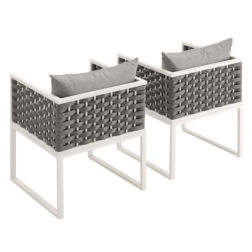 EEI-3183-WHI-GRY-SET Stance Outdoor Patio Aluminum Dining Armchair Set of 2 by Modway