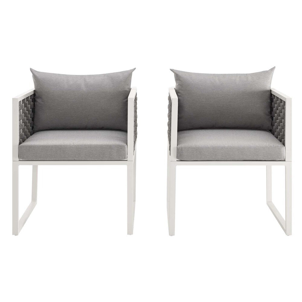 EEI-3183-WHI-GRY-SET Stance Outdoor Patio Aluminum Dining Armchair Set of 2 by Modway