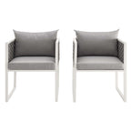 EEI-3183-WHI-GRY-SET Stance Outdoor Patio Aluminum Dining Armchair Set of 2 by Modway