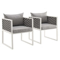 Modway EEI-3183-WHI-GRY-SET Stance Outdoor Patio Aluminum Dining Armchair Set of 2 White Gray