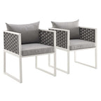 Modway EEI-3183-WHI-GRY-SET Stance Outdoor Patio Aluminum Dining Armchair Set of 2 White Gray