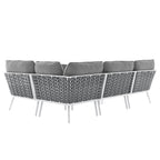 EEI-5753-WHI-GRY Stance Outdoor Patio Aluminum Large Sectional Sofa by Modway