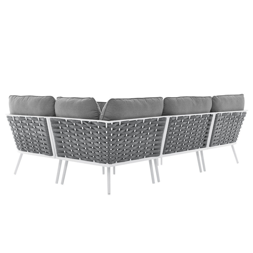 EEI-5753-WHI-GRY Stance Outdoor Patio Aluminum Large Sectional Sofa by Modway