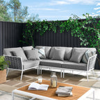 EEI-5753-WHI-GRY Stance Outdoor Patio Aluminum Large Sectional Sofa by Modway