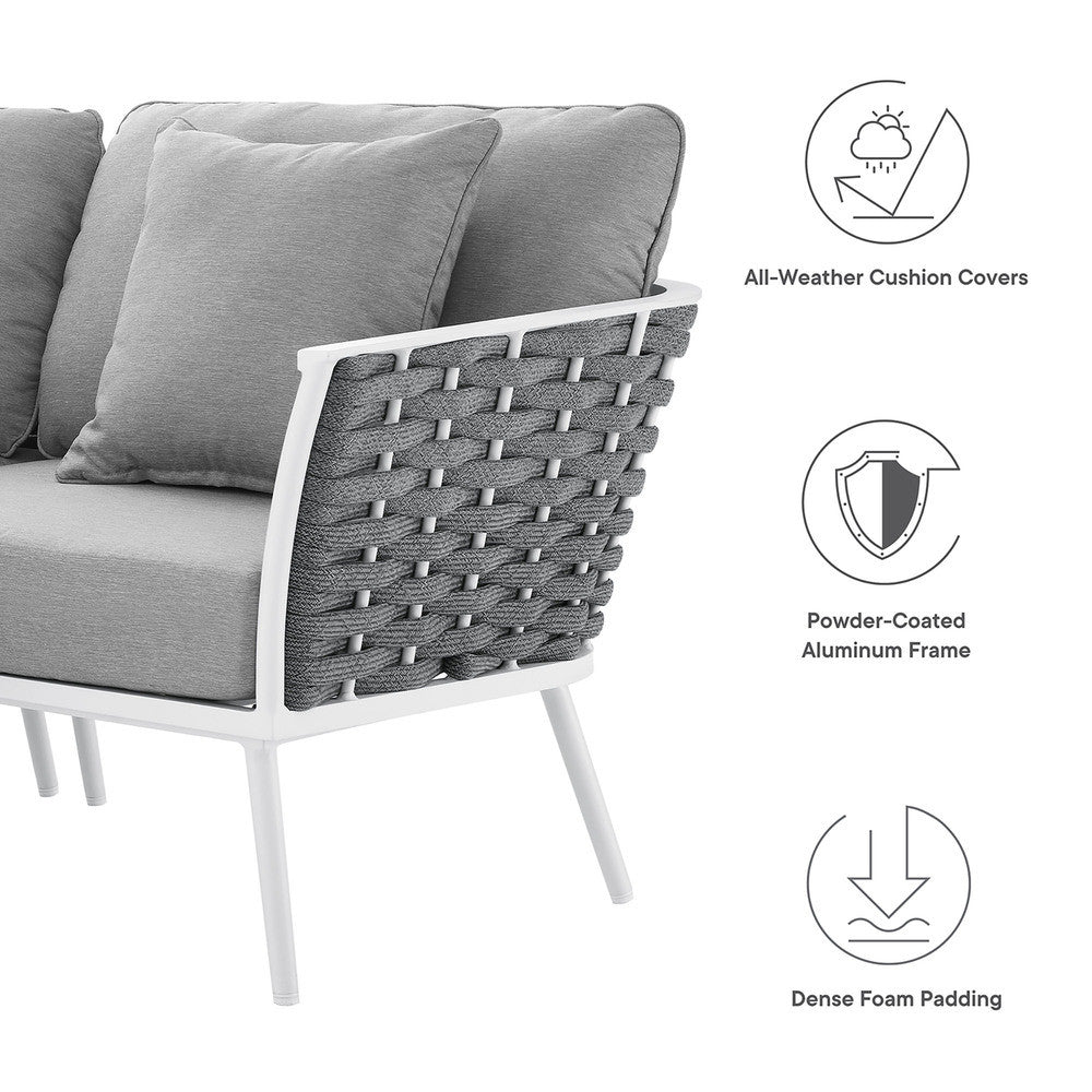 EEI-5753-WHI-GRY Stance Outdoor Patio Aluminum Large Sectional Sofa by Modway