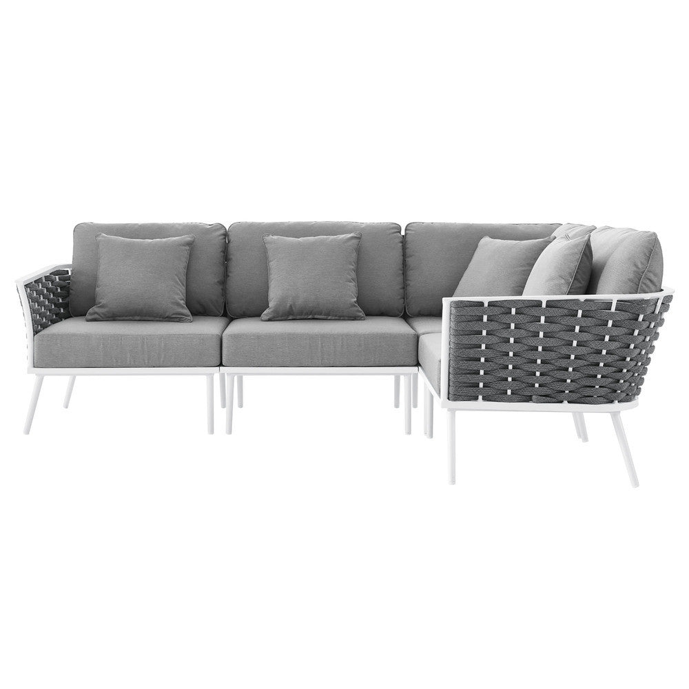 EEI-5753-WHI-GRY Stance Outdoor Patio Aluminum Large Sectional Sofa by Modway