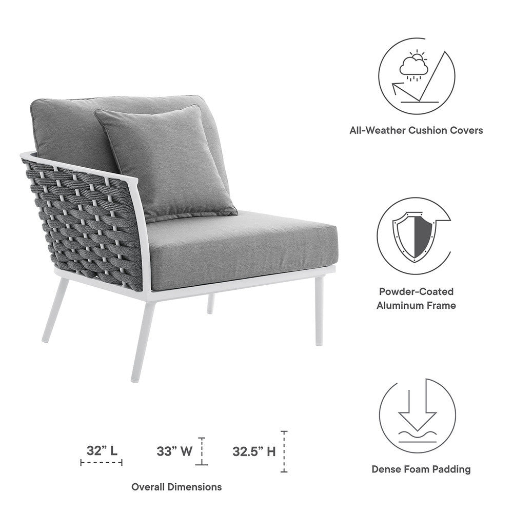 EEI-5565-WHI-GRY Stance Outdoor Patio Aluminum Left-Facing Armchair by Modway