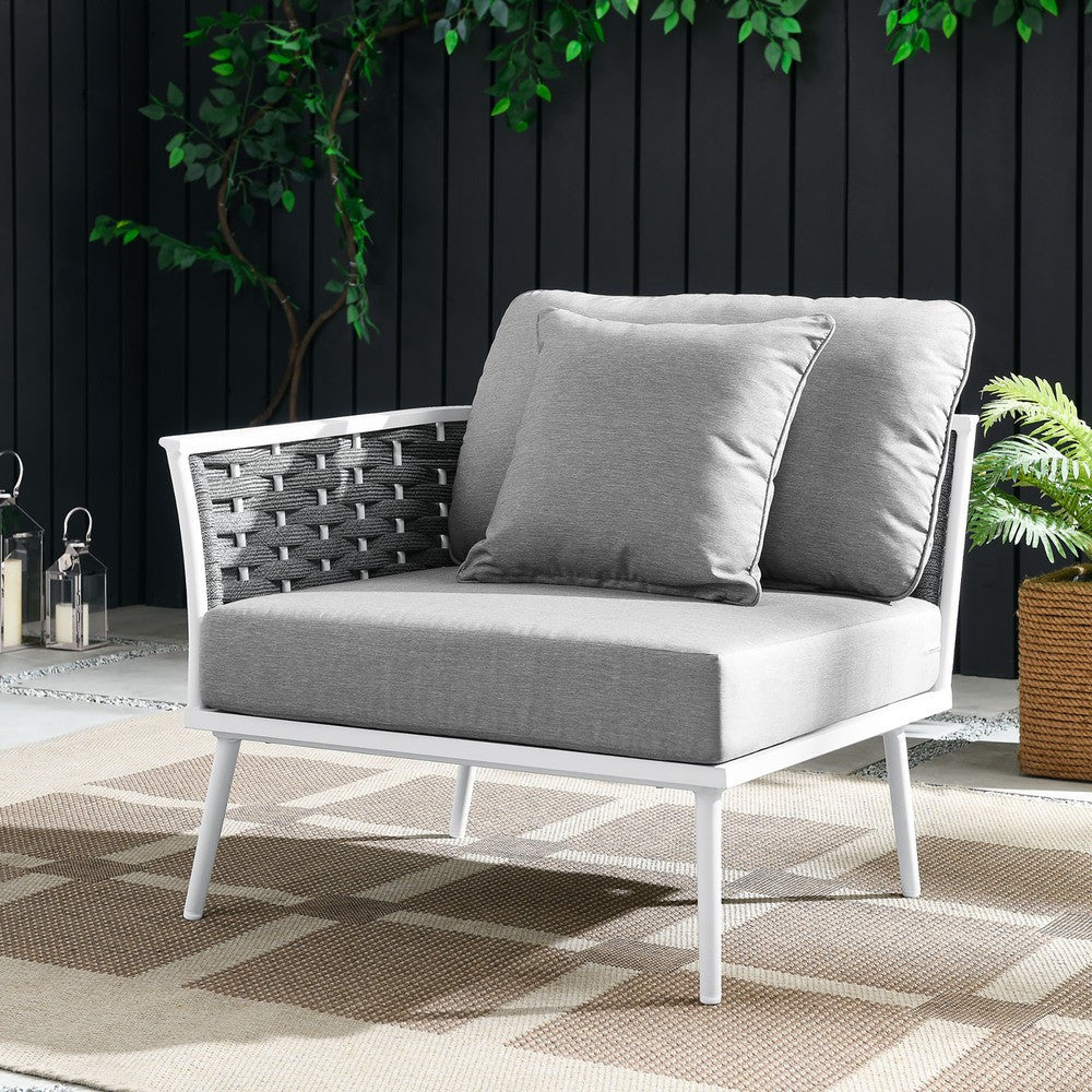 EEI-5565-WHI-GRY Stance Outdoor Patio Aluminum Left-Facing Armchair by Modway
