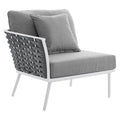 Modway EEI-5565-WHI-GRY Stance Outdoor Patio Aluminum Left-Facing Armchair White Gray