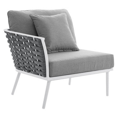 Modway EEI-5565-WHI-GRY Stance Outdoor Patio Aluminum Left-Facing Armchair White Gray
