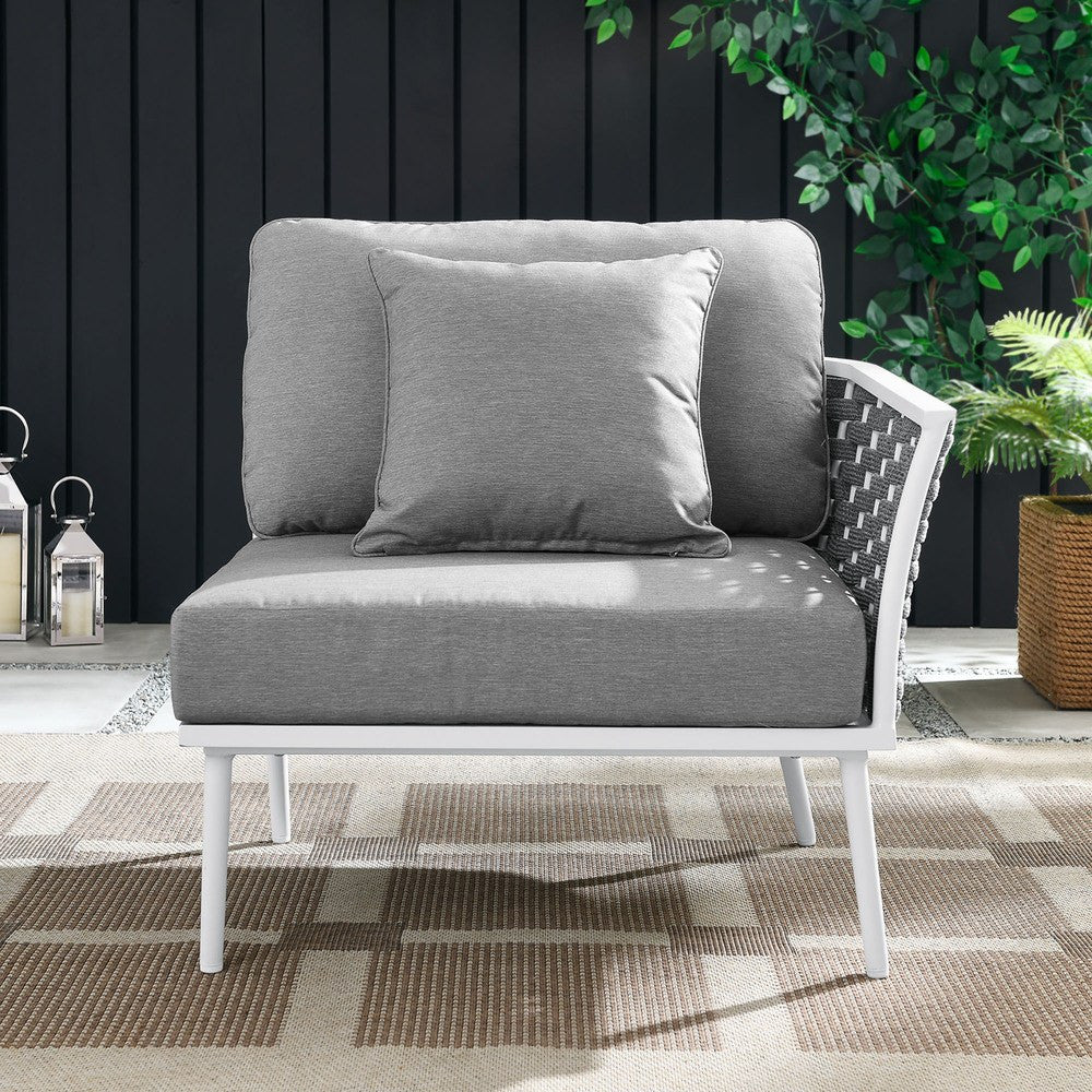 EEI-5566-WHI-GRY Stance Outdoor Patio Aluminum Right-Facing Armchair by Modway