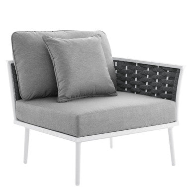 Modway EEI-5566-WHI-GRY Stance Outdoor Patio Aluminum Right-Facing Armchair White Gray
