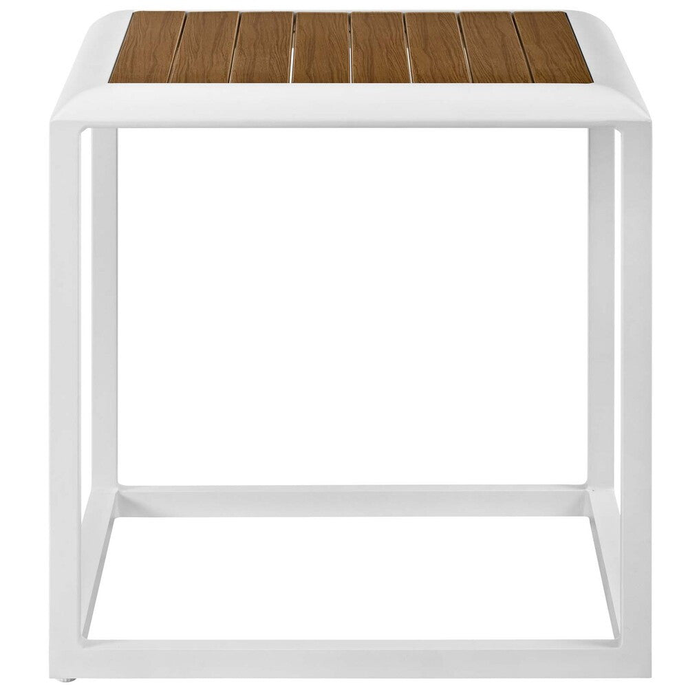 EEI-3022-WHI-NAT Stance Outdoor Patio Aluminum Side Table by Modway
