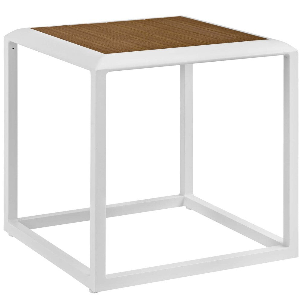 EEI-3022-WHI-NAT Stance Outdoor Patio Aluminum Side Table by Modway